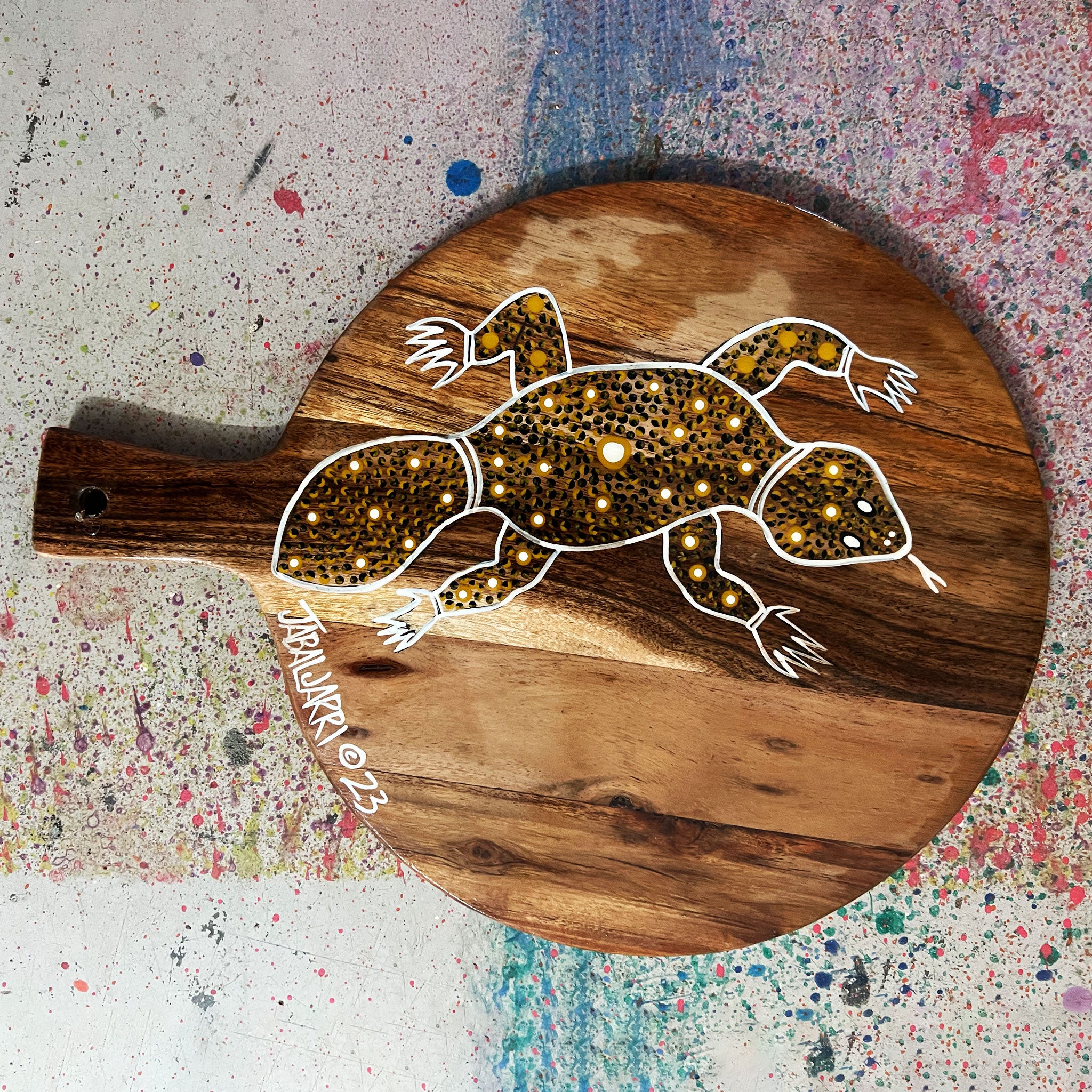 Blue Tongue Lizard Aboriginal Serving Platters | Aboriginal Art Serving Boards | Aboriginal Art Platter | Jabaljarri Arts & Merchandise