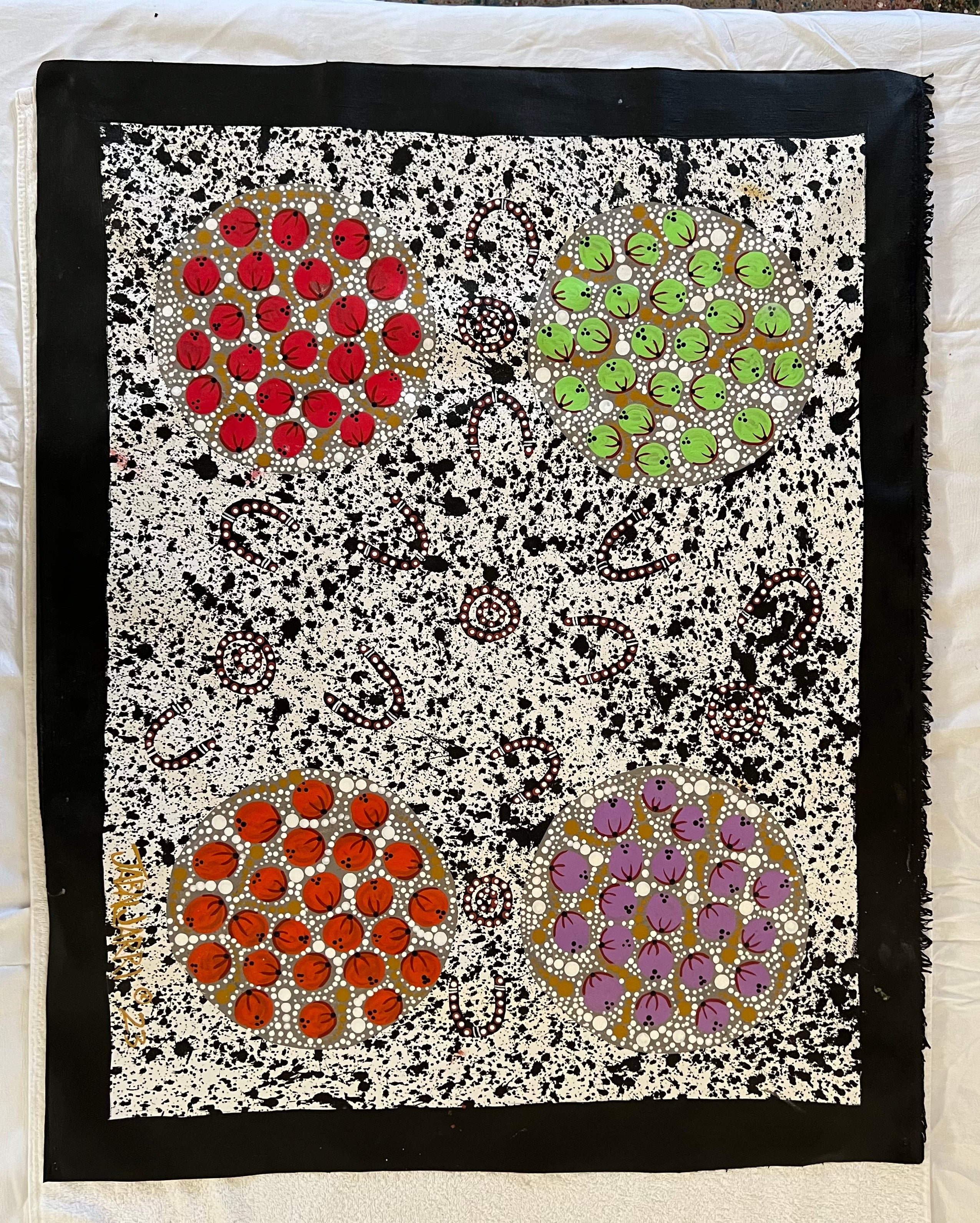 Women and Bush Harvest Aboriginal Art Australia | Aboriginal Dot Art Painting | Australian Aboriginal Dot Painting | Aboriginal Dot Art | Jabaljarri Arts & Merchandise